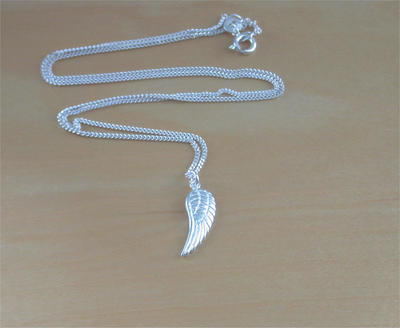 925 Silver Angel Wing Pendant/Charm & 18" Silver Chain/925 Angel Necklace/Angel Jewellery/Angel Jewelry/Angel Jewelry/925 Angel Wing Pendant