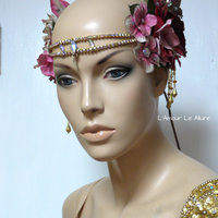 Golden Spring Fairy Goddess Flower Crown Halloween Costume Headband Headpiece Rave - Thumbnail 2