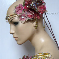 Golden Spring Fairy Goddess Flower Crown Halloween Costume Headband Headpiece Rave - Thumbnail 3
