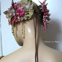 Golden Spring Fairy Goddess Flower Crown Halloween Costume Headband Headpiece Rave - Thumbnail 4