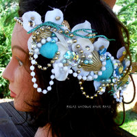 Dripping In Gold Mermaid Flower Crown Halloween Costume Headband Headpiece  - Thumbnail 4