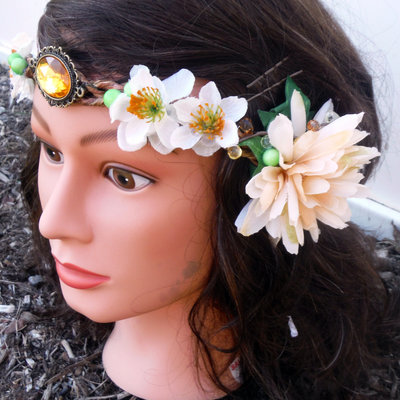 Woodland forest fairy flower crown halloween costume headband headpiece 