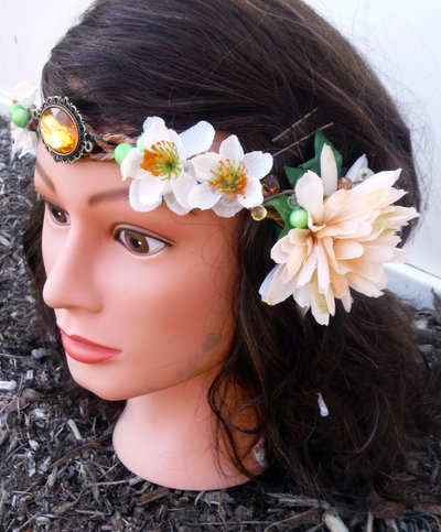 Woodland Forest Fairy Flower Crown Halloween Costume Headband Headpiece 