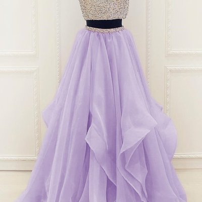 New arrival prom dress,modest organza prom dresses,2017 stunning sequins and beaded top ruffles two piece prom dress - Thumbnail 3