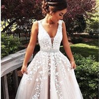V Neck Long Sexy Prom Dress,A Line Wedding Dresses - Thumbnail 3