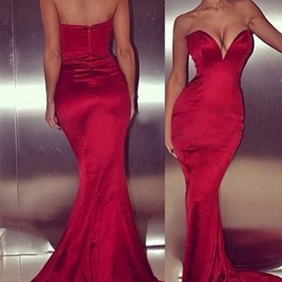 Sexy red prom dress charming mermaid long prom dress evening dress 