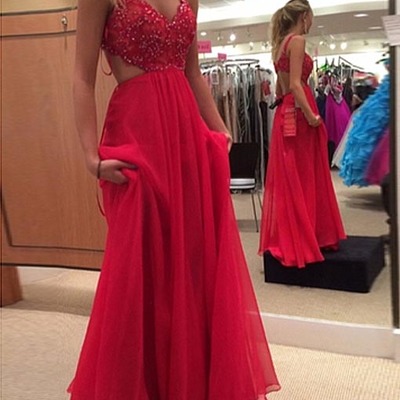 Open back long tulle prom dresses beaded floor length women dresses