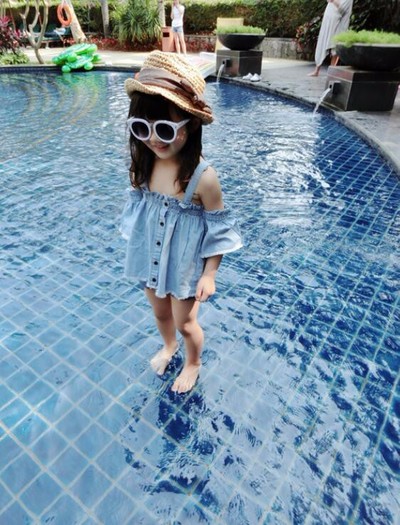 Girls Off the Shoulder Denim Tunic