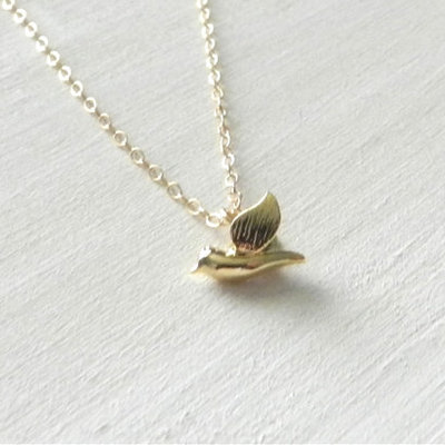Free as a bird necklace, 14k gold filled 