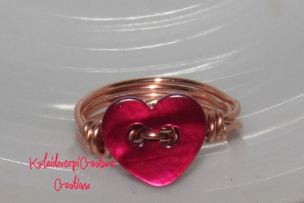 Magenta Shell Heart MIDI RING SIZE 1