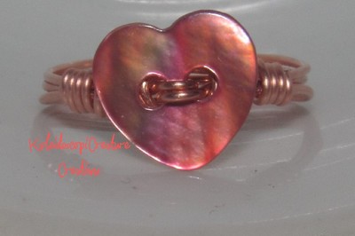 Peachy Pink Heart Shell Ring
