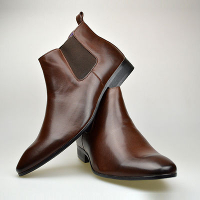 handmade chelsea brown leather boots for men