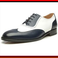 Handmade men new style black & white shoes for men - Thumbnail 1