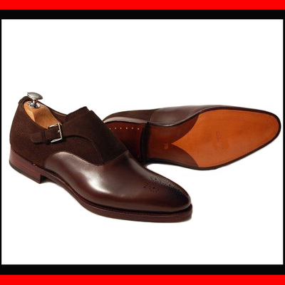 Handmade men suede & leather brown shoes for men - Thumbnail 4