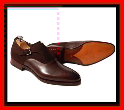 Handmade men suede & leather brown shoes for men