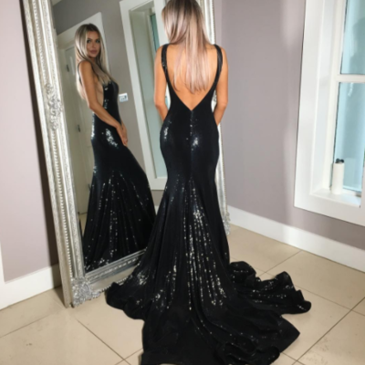 Mermaid sequin lace prom dresses floor length women dresses