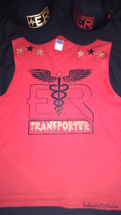 (New) E.R DaTransporter (Red,Black&GoldGlitter) Artist (Sleeveless) T-shirt.