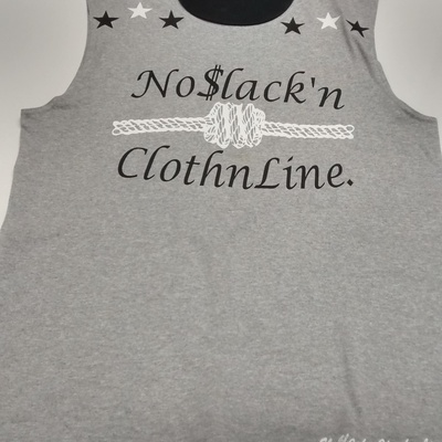 No$lack'nclothnline. (grey,black&white) (sleeveless) t-shirt.