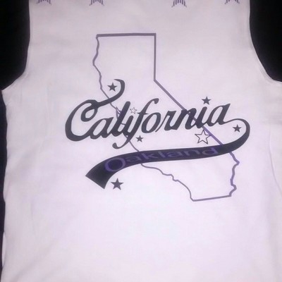 Calfornia oakland (white,black&violetpurple) (sleeveless) t-shirt.