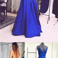 Royal Blue V-Neck Prom Dresses, Sexy Prom Dresses, 2017 Prom Dresses,fashion prom dress - Thumbnail 1