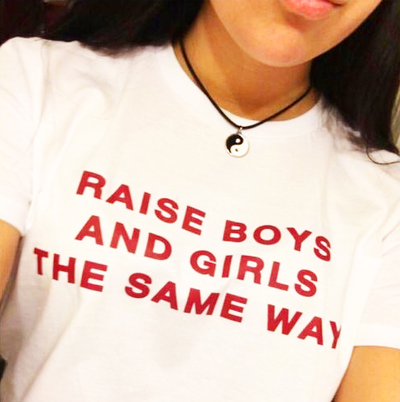 Free Shipping-RAISE BOYS AND GIRLS THE SAME WAY TEE ( WHITE )