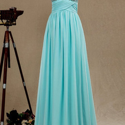 Sweetheart neck long chiffon prom dresses crystals women party dresses - Thumbnail 5