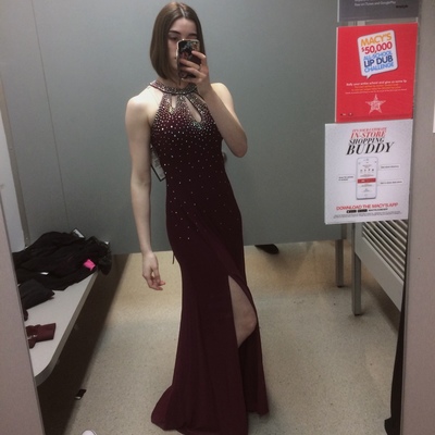 Halter neck sheath chiffon prom dresses crystals floor length  - Thumbnail 4