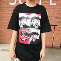 Harajuku Oversize Lipstick Girl Shirt - Thumbnail 1