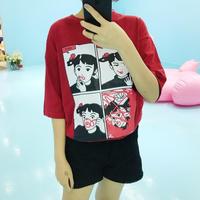 Harajuku Oversize Lipstick Girl Shirt - Thumbnail 3