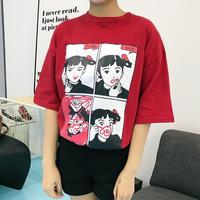 Harajuku Oversize Lipstick Girl Shirt - Thumbnail 4