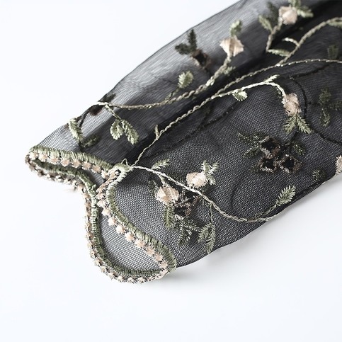 Mesh Top With Embroidered Flowers