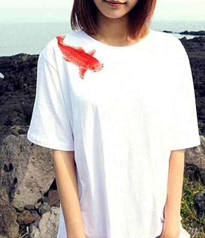 FREE SHIPPING Carp Embroidery Unisex T-shirt