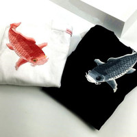 FREE SHIPPING Carp Embroidery Unisex T-shirt - Thumbnail 3