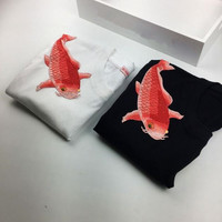 FREE SHIPPING Carp Embroidery Unisex T-shirt - Thumbnail 4