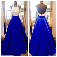 Royal Blue Long Prom Dresses,Bodice Beads Evening Prom Dress Ball Gown With Pocket Formal Women Dress,Graduation Dress - Thumbnail 1