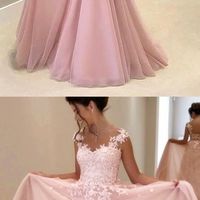 Lace Appliqued Prom Dress,Ball Gown Pink Prom Dresses,Long Prom Dresses - Thumbnail 1