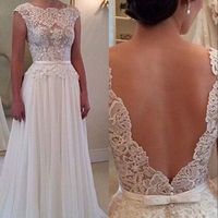 lace wedding dress, low back prom dresses, chiffon prom dresses, sexy prom dresses,2017 prom dress - Thumbnail 2
