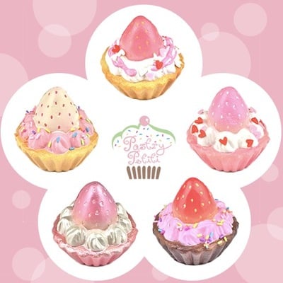 Pastry petiti strawberry tart squishies with ball chain and headphone jack - Thumbnail 3