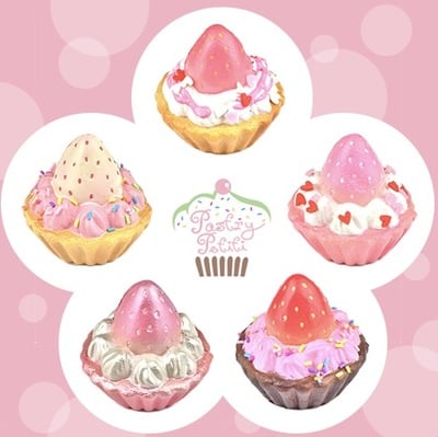 Pastry Petiti Strawberry Tart Squishies with Ball chain and Headphone jack