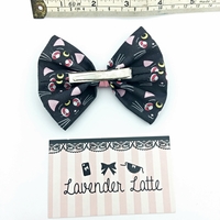 Luna Black Cat Printed Hair Bow - Sailor Scout, Moon Stick - Sailor Moon Inspired Kawaii Fabric Hair Clip  - Thumbnail 4