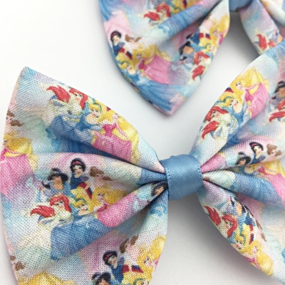 Disney princesses blue fabric hair bow - jasmine belle ariel snow white cinderella - Thumbnail 2