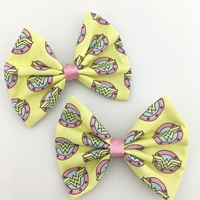 Pastel Wonder Woman Hand Drawn Yellow & Pink Fabric Hair Bow Comic Book Superhero Hair Clip - Thumbnail 3