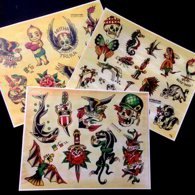 Set of 3 traditional flash sheet 11x 14" prints