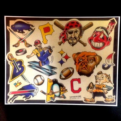 Sports - pittsburgh, cleveland, buffalo 11 x 14" print 