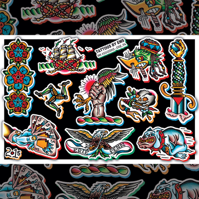 Traditional tattoo flash 11 x 17" print 