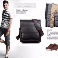 Top Quality! Men's Crossbody Messenger Bag Shoulder PU Leather - Thumbnail 3