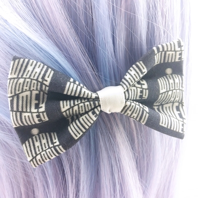 Doctor who inspired wibbly wobbly timey whimey small fabric hair bow - whovian geeky clip