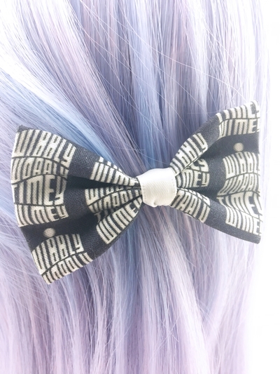 Doctor Who Inspired Wibbly Wobbly Timey Whimey Small Fabric Hair Bow - Whovian Geeky Clip