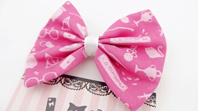 Pink Harry Potter Inspired Fabric Hair Bow - Hogwarts Handmade Hair Clip Accessory
