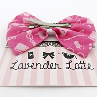 Pink Harry Potter Inspired Fabric Hair Bow - Hogwarts Handmade Hair Clip Accessory - Thumbnail 4